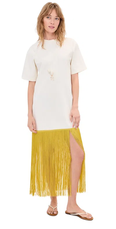 Le Bop Fringe Nico Dress Ivory/olive In White