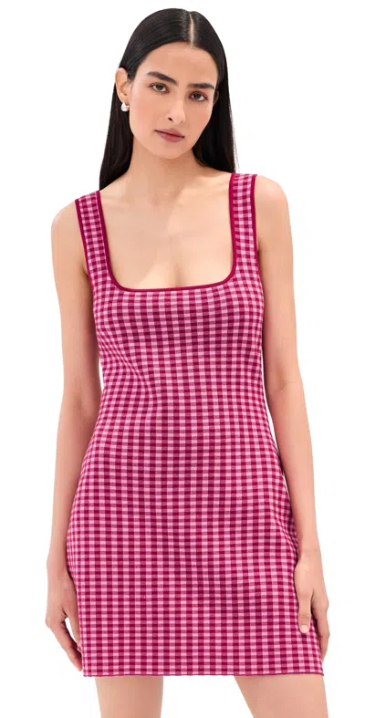 Le Bop Gingham Knit Mini Dress Bubblegum Pink