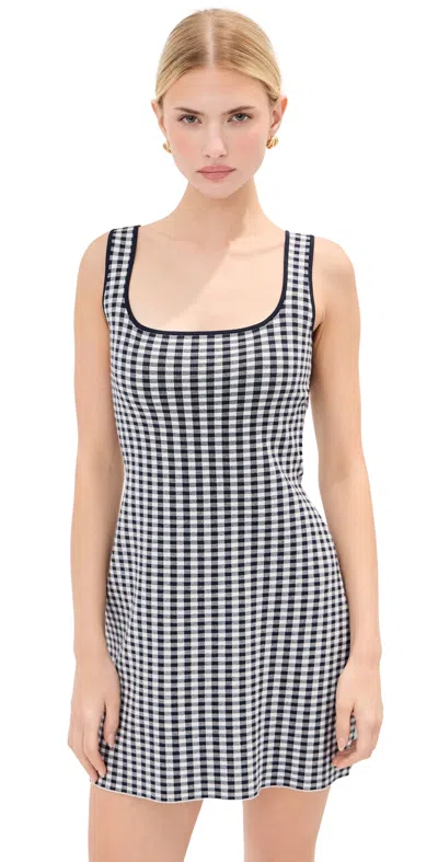 Le Bop Gingham Knit Mini Dress Midnight/white In Multi