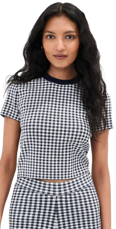 Le Bop Gingham Knit Tee Midnight/white In Multi