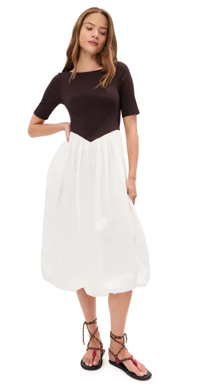 Le Bop Gracie Dress Chocolate Rib/white