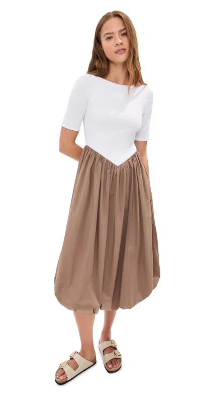 Le Bop Gracie Dress Off White Rib/latte In Brown
