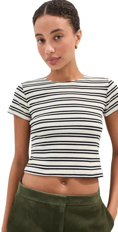 Le Bop Hadley Baby Tee Black/white Stripe In Gray