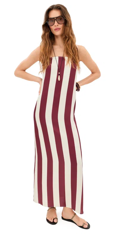 Le Bop Hailey Dress Cream/wine Stripe In Brown
