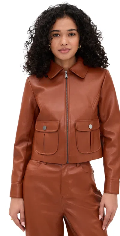 Le Bop Harper Faux Leather Jacket Cognac In Brown
