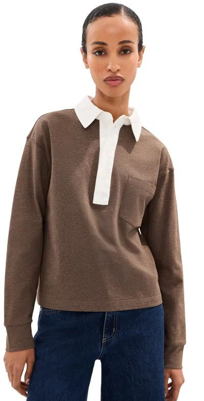 Le Bop Hayley Polo Shirt Chocolate/heather Grey In Brown