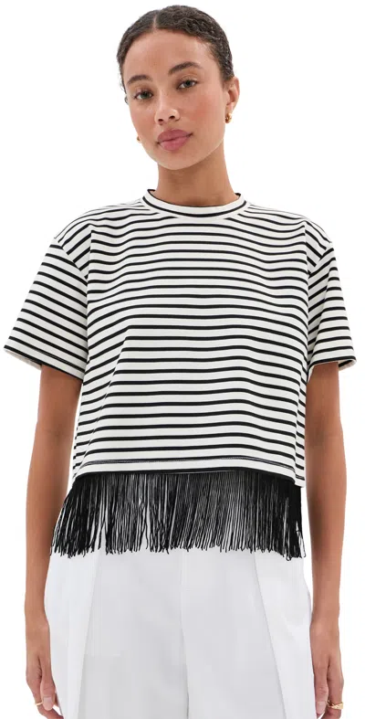 Le Bop Hazel Stripe Fringe Tee Cream/black Stripe In White