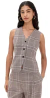 Le Bop Jacey Neck Vest Tan Plaid In Multi