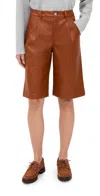 Le Bop Jade Faux Leather Shorts Cognac In Brown