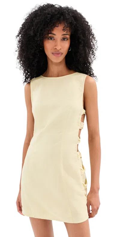 Le Bop Jane Linen Mini Dress Honeydew In Yellow