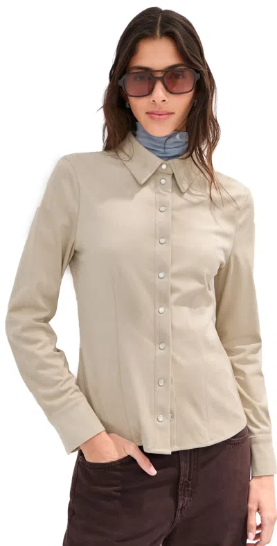 Le Bop Jolene Faux Suede Shirt Feather Grey In Neutral
