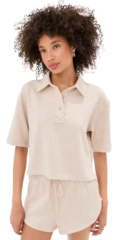 Le Bop Josephine Polo Top Heathered Oat In Gray