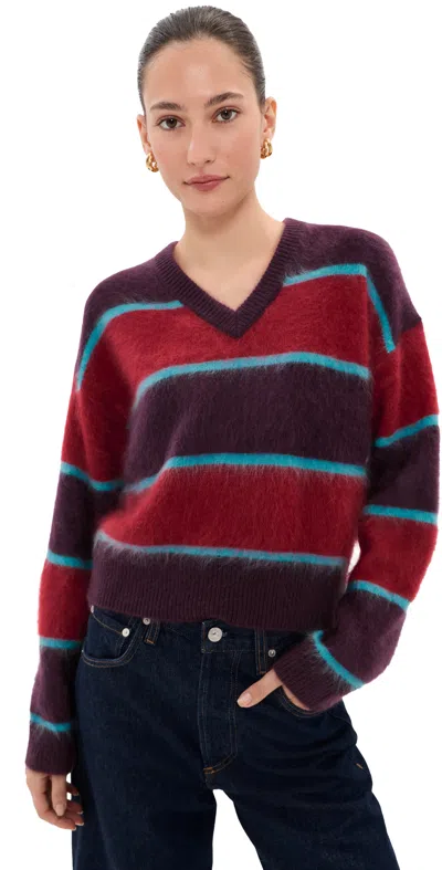 Le Bop June V Neck Cashmere Sweater Merlot/burgundy In Multi