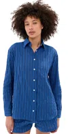 Le Bop Kali Tie Back Button Down Blue Stripe