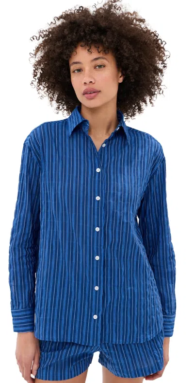 Le Bop Kali Tie Back Button Down Blue Stripe