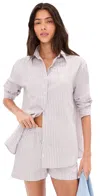 Le Bop Kali Tie Back Button Down Grey Stripe In White