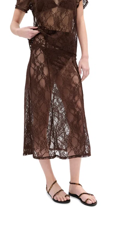 Le Bop Lace Skirt Chocolate In Brown