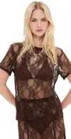 Le Bop Lace Tee Chocolate In Brown