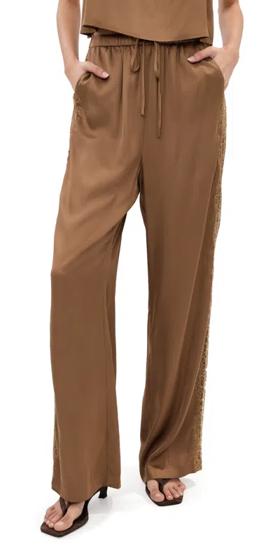 Le Bop Lauren Satin Pants Hazelnut In Brown
