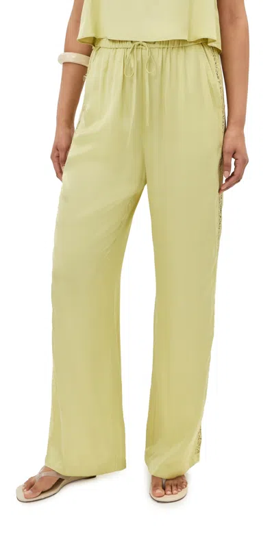 Le Bop Lauren Satin Pants Honeydew In Green