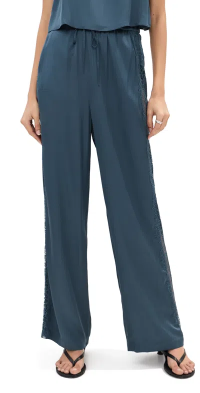 Le Bop Lauren Satin Pants Navy In Animal Print