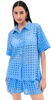 Le Bop Leila Button Down T-shirt Marina Blue
