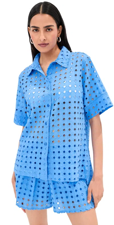 Le Bop Leila Button Down T-shirt Marina Blue