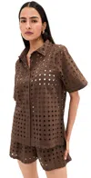 Le Bop Leila Button Down T-shirt Shaved Chocolate In Brown
