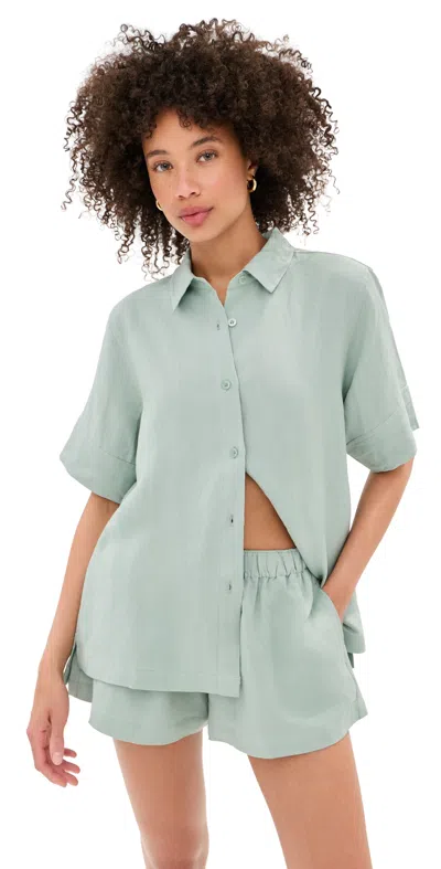 Le Bop Leila Short Sleeve Buttondown Frosty Green