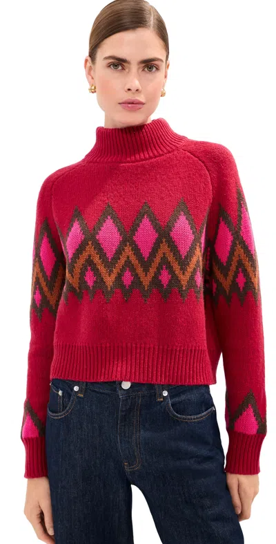 Le Bop Lindsay Turtleneck Sweater Red Fair Isle In Multi