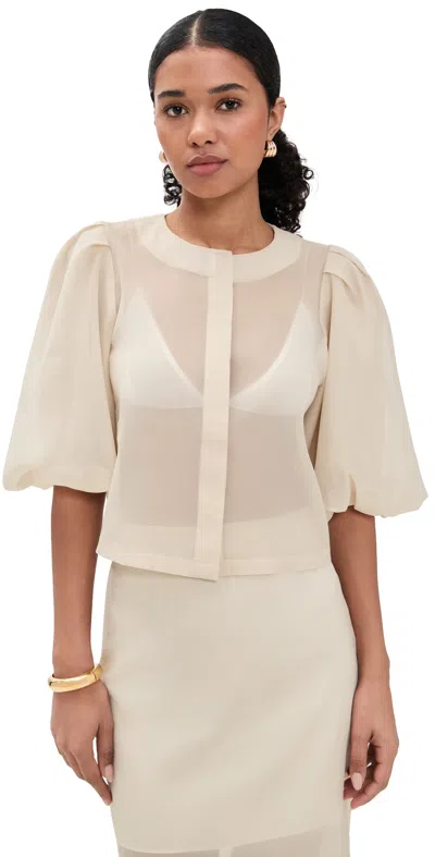 Le Bop Liza Puff Sleeve In Organza Ivory In Neutral