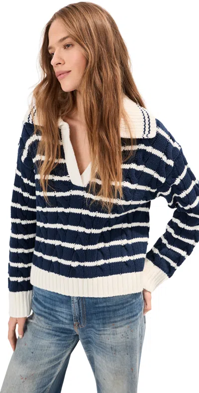 Le Bop Logan Polo Sweater Midnight Stripe In Blue