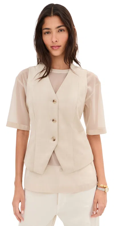 Le Bop Lottie Faux Suede Vest Feather Grey In Neutral