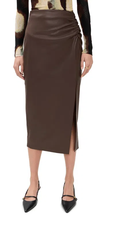 Le Bop Louisa Faux Leather Skirt Coffee In Brown