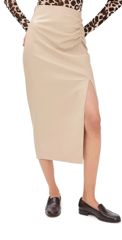 Le Bop Louisa Faux Leather Skirt Sand In Brown