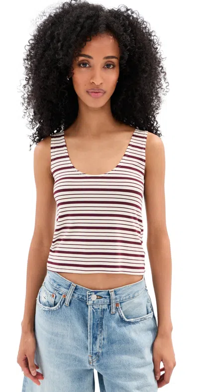 Le Bop Louise Stripe Tank Burgundy/ivory In Multi
