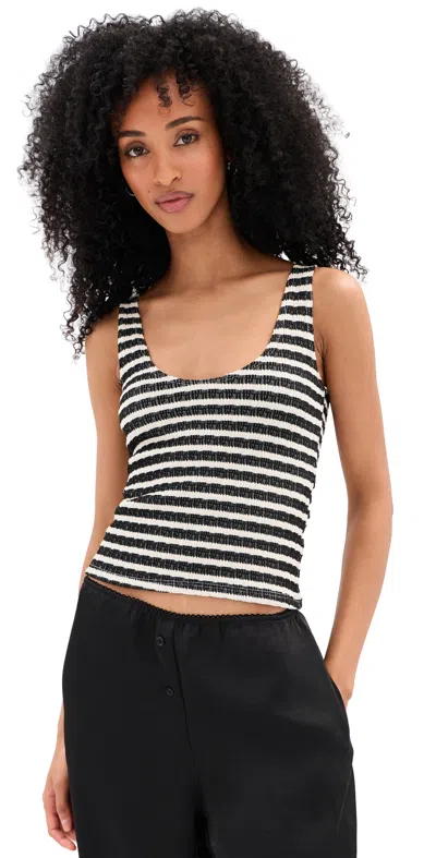 Le Bop Louise Stripe Tank Top Black/white In Multi