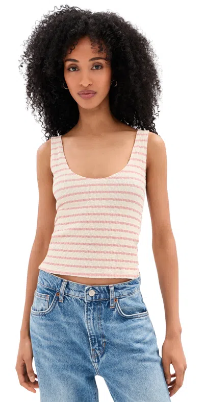Le Bop Louise Stripe Tank Top Pink/white In Multi