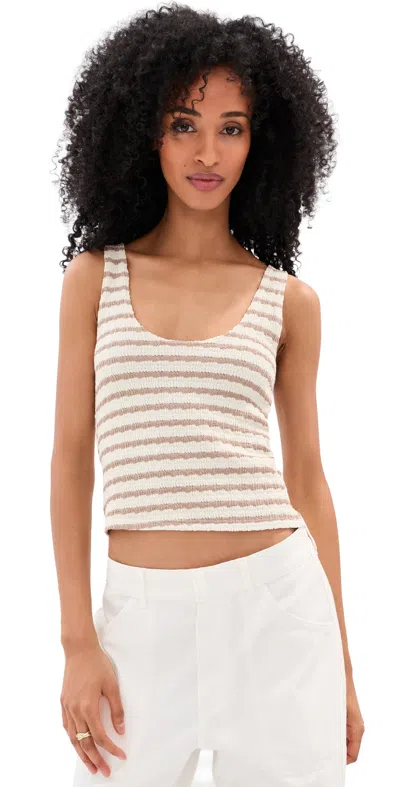 Le Bop Louise Stripe Tank Top Taupe/white In Multi