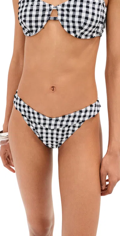 Le Bop Low V Rise Bikini Bottoms Gingham (black/white)