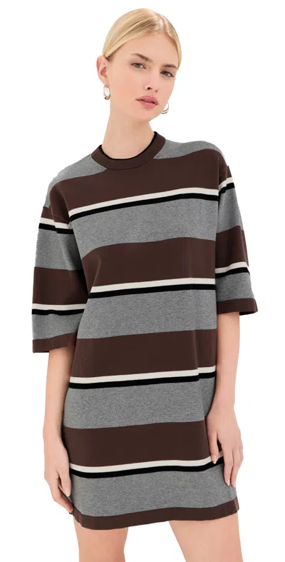 Le Bop Mara Rugby Tee Dress Chocolate/heather Grey In Black