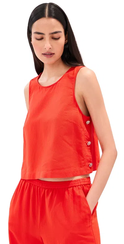 Le Bop Margot Linen Blouse Clam Bake In Red