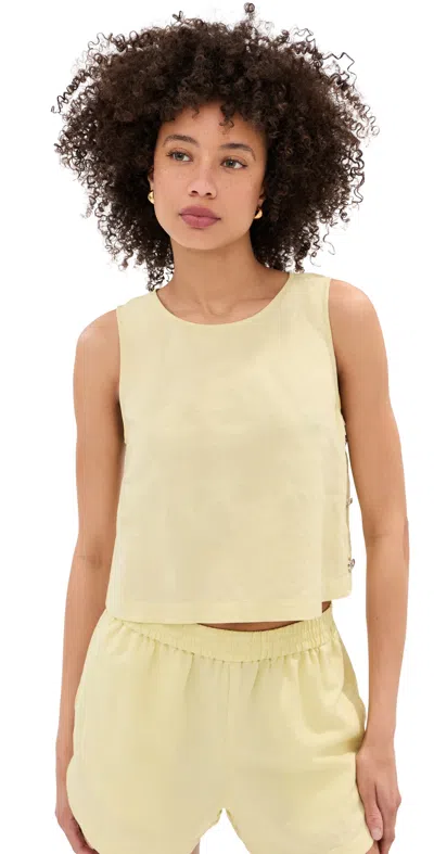 Le Bop Margot Linen Blouse Honeydew In Yellow