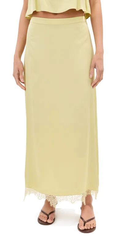 Le Bop Marion Satin Skirt Honeydew In Yellow