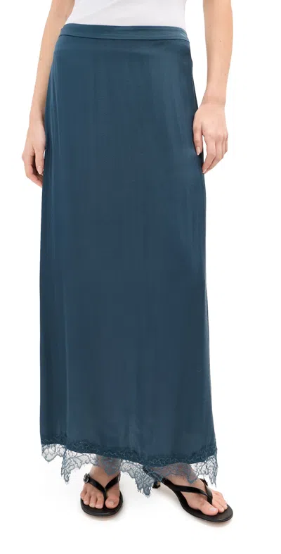Le Bop Marion Satin Skirt Navy In Blue