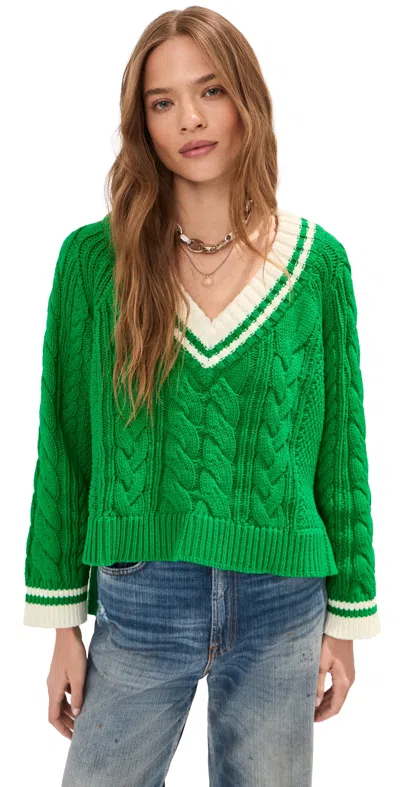 Le Bop Marley V Neck Sweater Kelly Green Multi