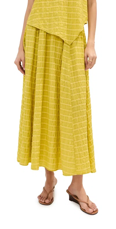 Le Bop Martha Checked Skirt Chartreuse In Yellow
