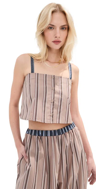 Le Bop Martha Top Khaki Stripe In Brown