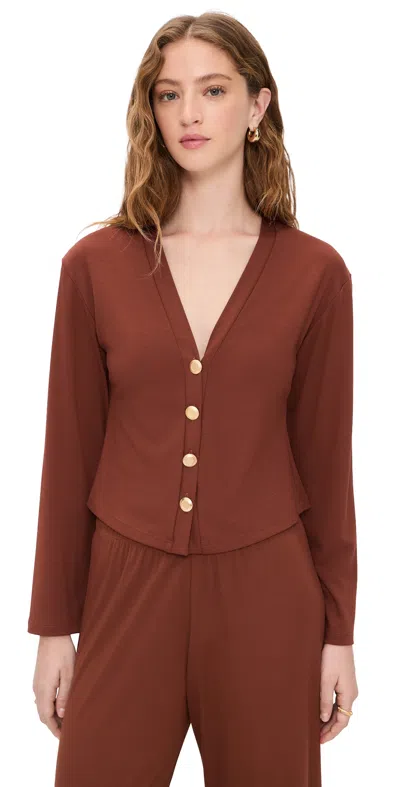 Le Bop Mary Kate Ponte Cardigan Cognac In Brown