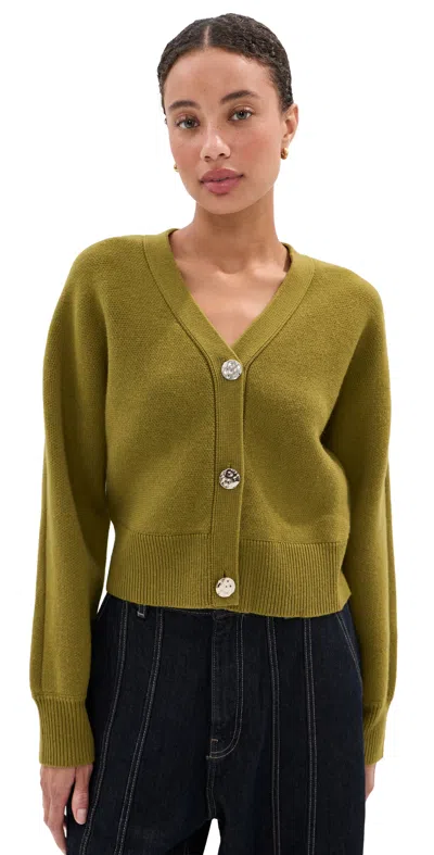 Le Bop Mikayla Wool Cashmere Cardigan Olive In Green